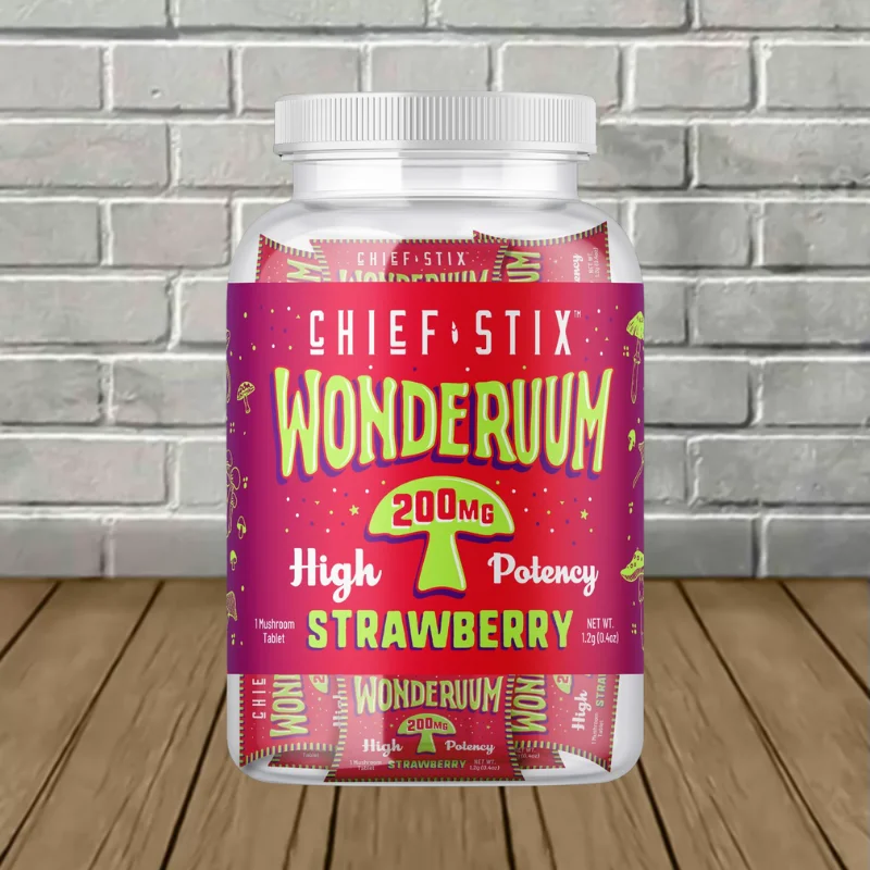 Chief Stix Wonderuum High Potency Magic Mushroom Tablets Full 30ct Jar (Strawberry)