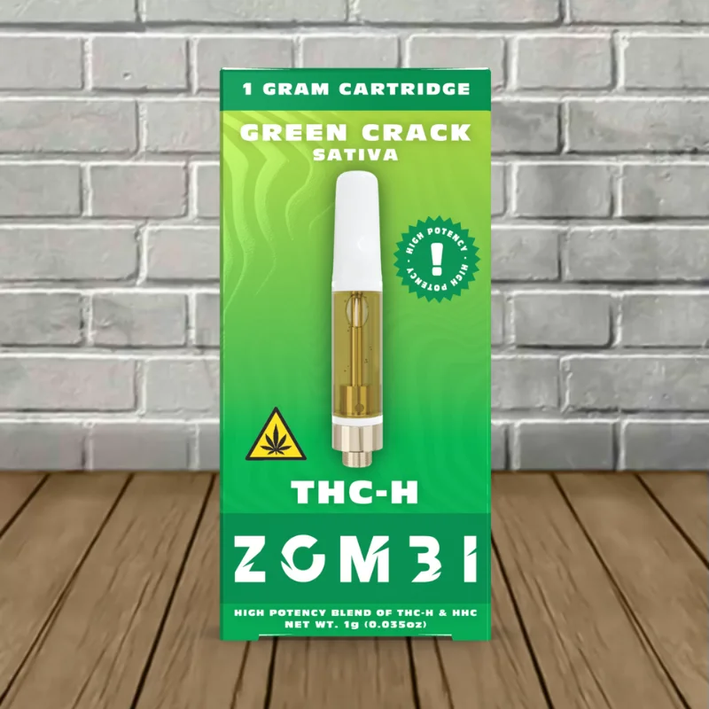 Zombi High Potency THCH + HHC Vape Cartridge 1g Green Crack (Sativa)