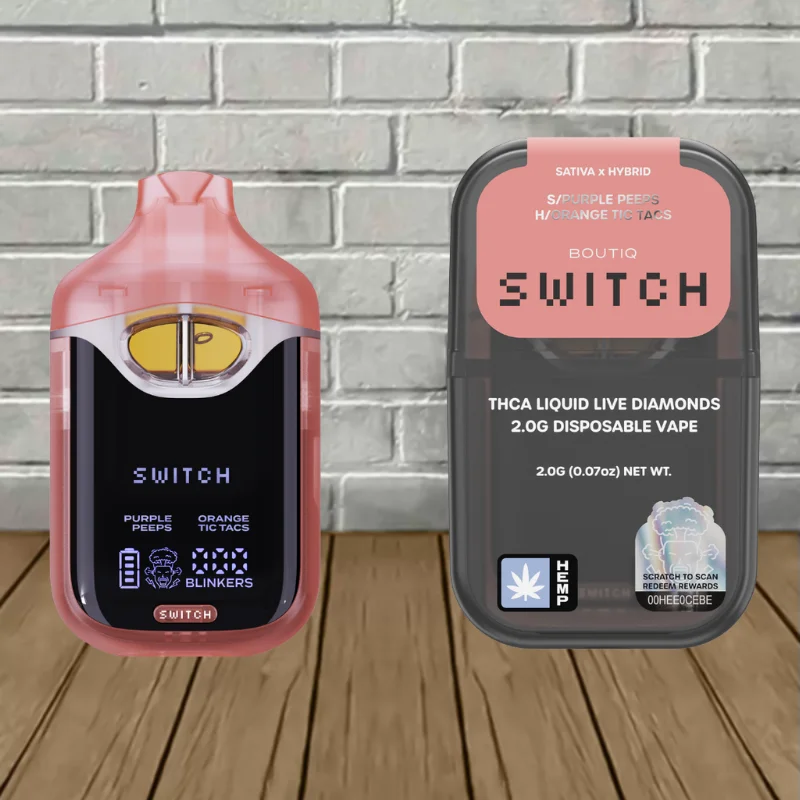 Boutiq Switch V4 THC-A Disposable Vape 2G Purple Peeps (Sativa) x Orange Tic Tacs (Hybrid) DISPOSABLE