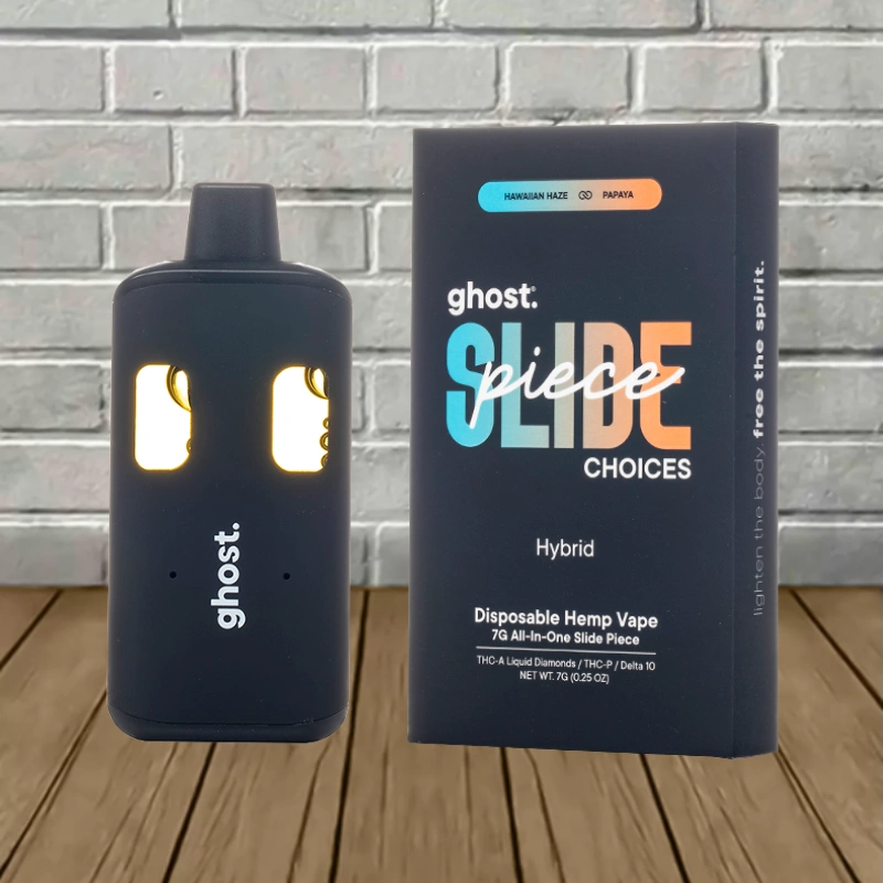 Ghost Slide Piece Choices THCa Liquid Diamonds THCp D10 Disposable 7g - Hawaiian Haze + Papaya -- Hybrid -- DISPOSABLE