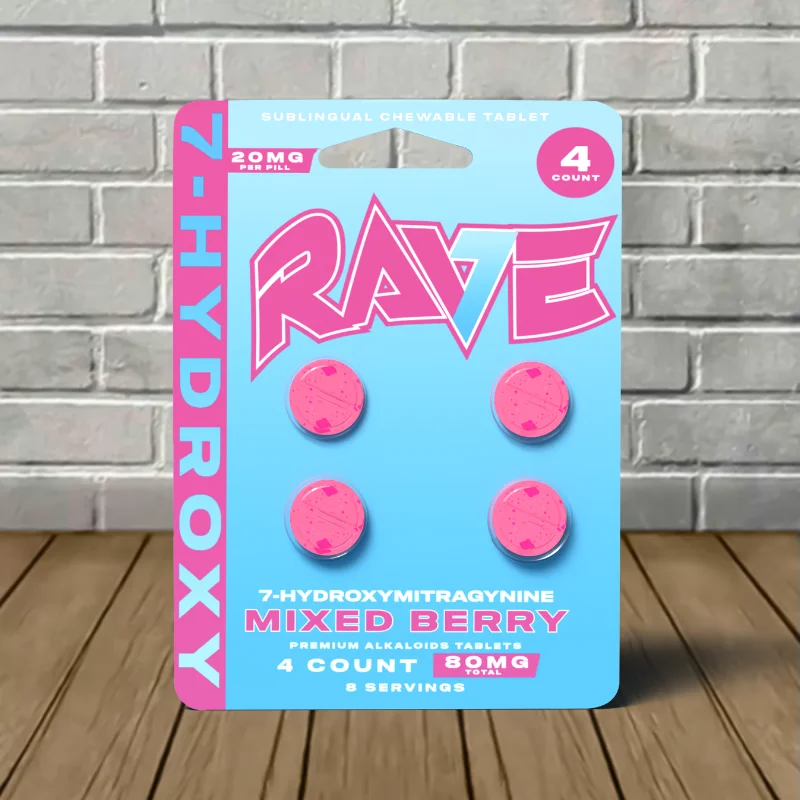 Rave Kratom 7-Hydroxy Extract Tablets 80mg Mixed Berry