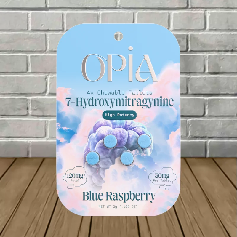 OPiA 7-Hydroxymitragynine High Potency Chewable Tablets 4ct Blue Raspberry