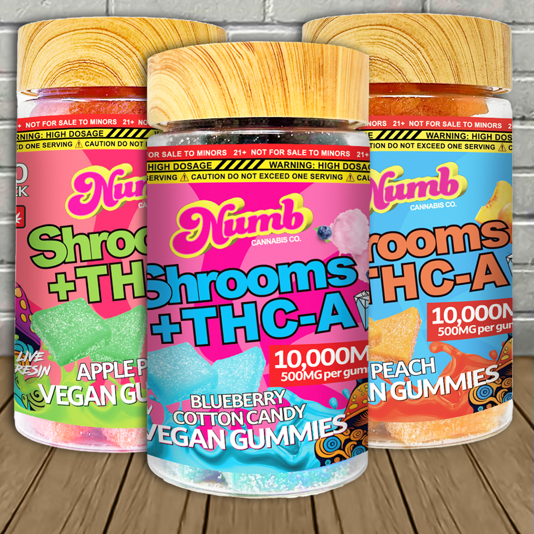 Numb Cannabis Co Live Resin Shrooms + THCa Gummies 10000mg