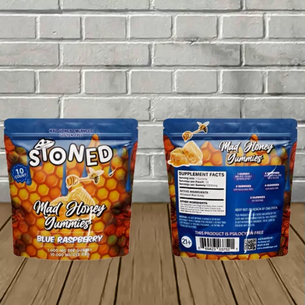 Stoned Mad Honey Enhanced Gummies 10000mg Blue Raspberry