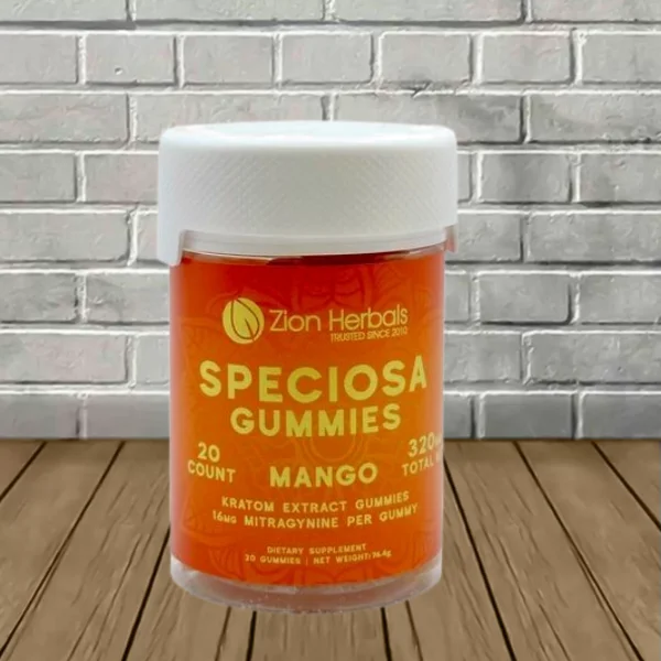 Zion Herbals Kratom Extract Speciosa Gummies 320mg Mango