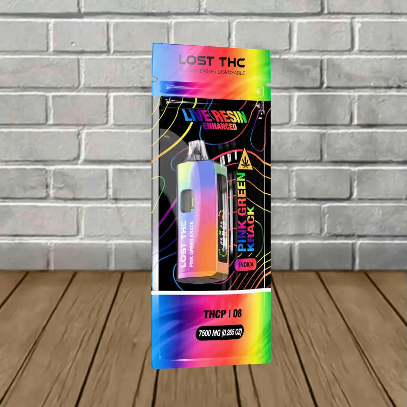 Lost THC V2 Live Resin Enhanced THCp D8 7.5g Disposable - Pink Green Krack -- Indica