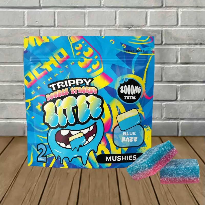 Trippy BITEZ Double Stacked Mushies 2000mg - Blue Razz -- 2ct