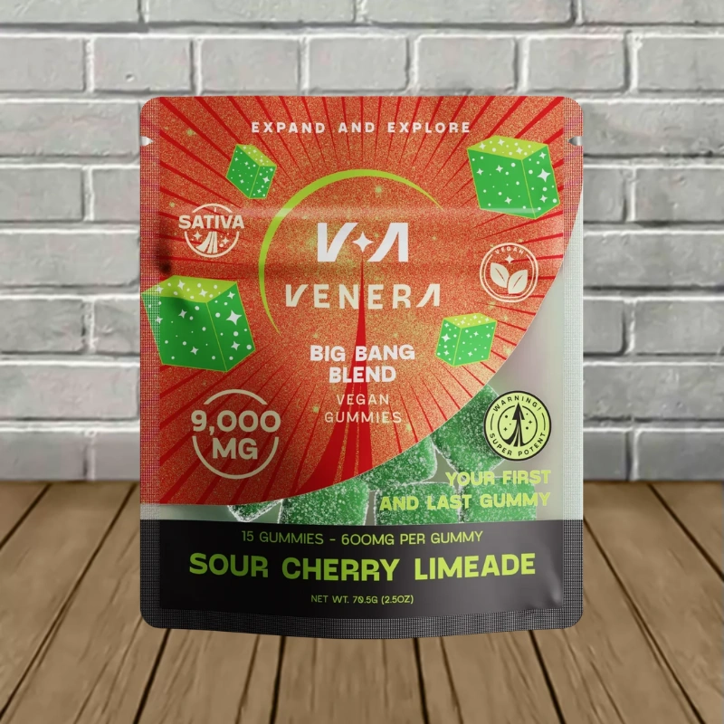 Venera Big Bang Blend D9 THCp THCa Gummies 9000mg-Sour Cherry Limeade -- Sativa