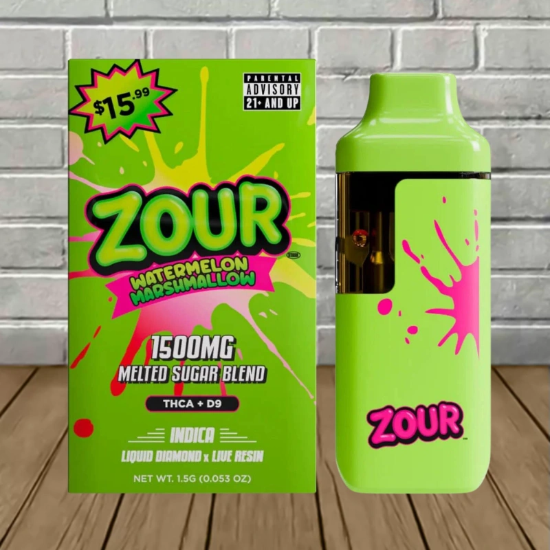 Zour Melted Sugar Blend Disposable 1.5mg-Watermelon Marshmellow -- Indica -- DISPOSABLE