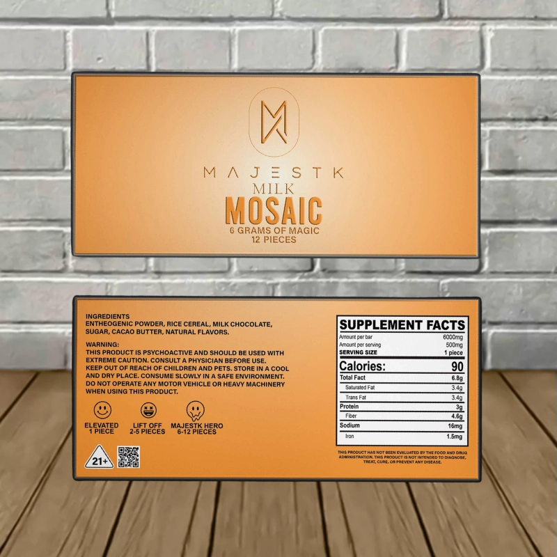 Majestk Mushroom Chocolate Bars 6g - Milk Chocolate Mosaic