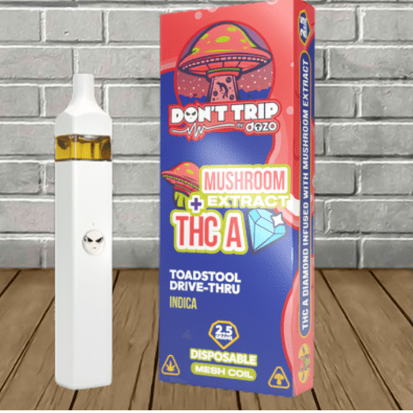 trip disposable vape Dozo Don't Mushroom Extract + THCa 2.5g Flavours:24k Mango Juicy Peach Ice 9 Best Disposable Vapes