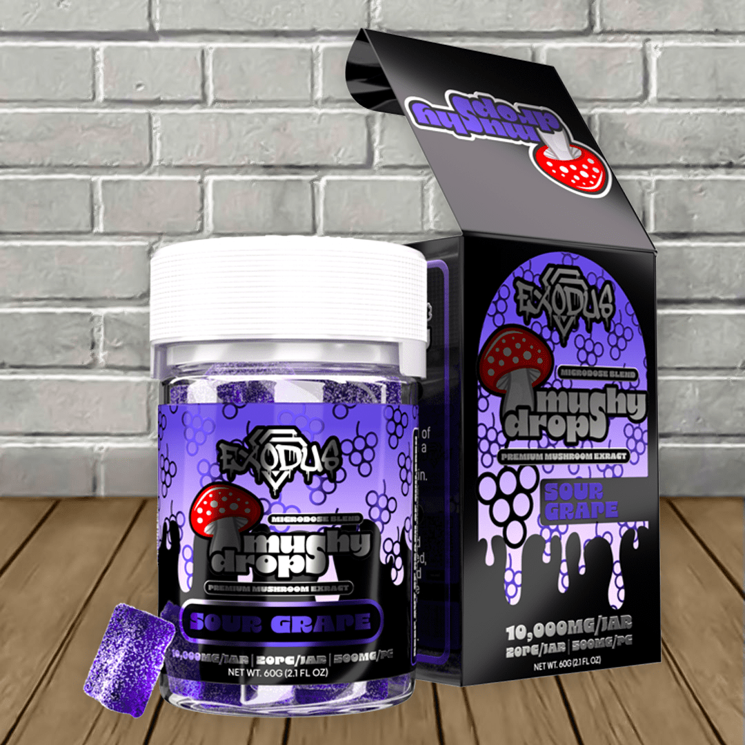 Exodus Mushy Drops Gummies 10000mg Sour Grape Flavor