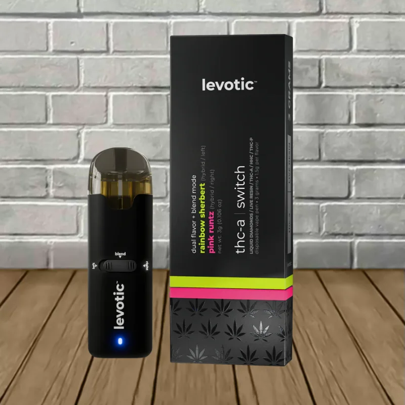 Levotic THCa Switch 3g Live Resin Disposable Rainbow Sherbert -- Hybrid + Pink Runtz -- Hybrid -- DISPOSABLE