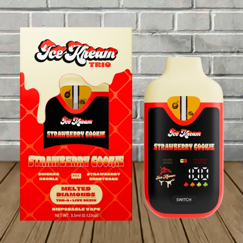 Ice Kream Zlushie THCa Melted Diamonds Trio Vape 3.5g-Strawberry Cookie -- DISPOSABLE