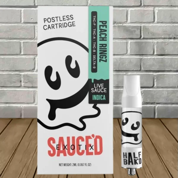 Half Bak’d Sauce’d Exotix Vape Cartridge 2g Peach Ringz (Indica)