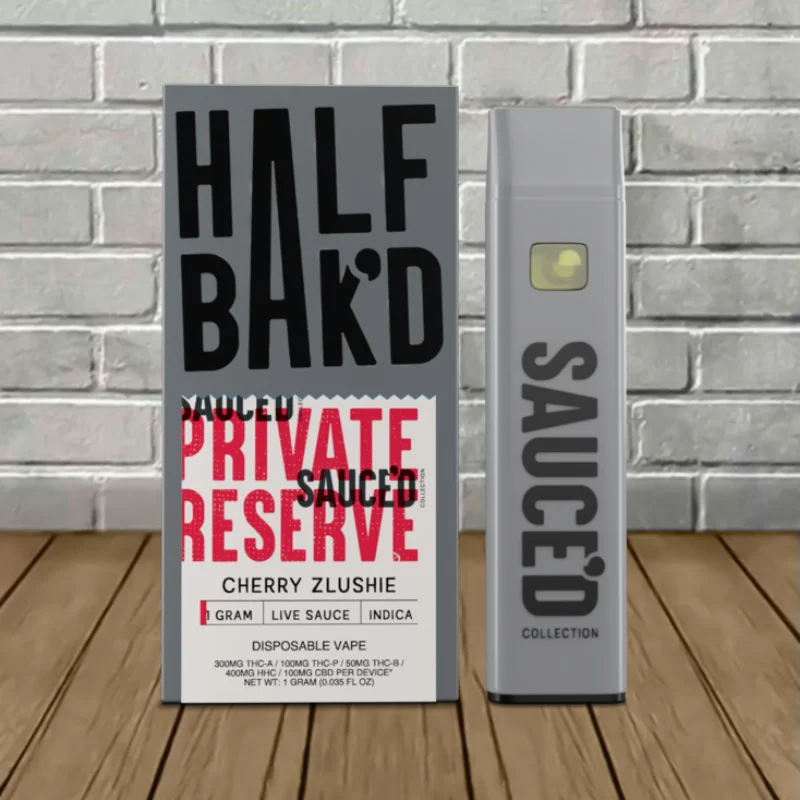 Half Bak’d Sauce’d Private Reserve Vape 1g Cherry Zlushie -- Indica -- DISPOSABLE