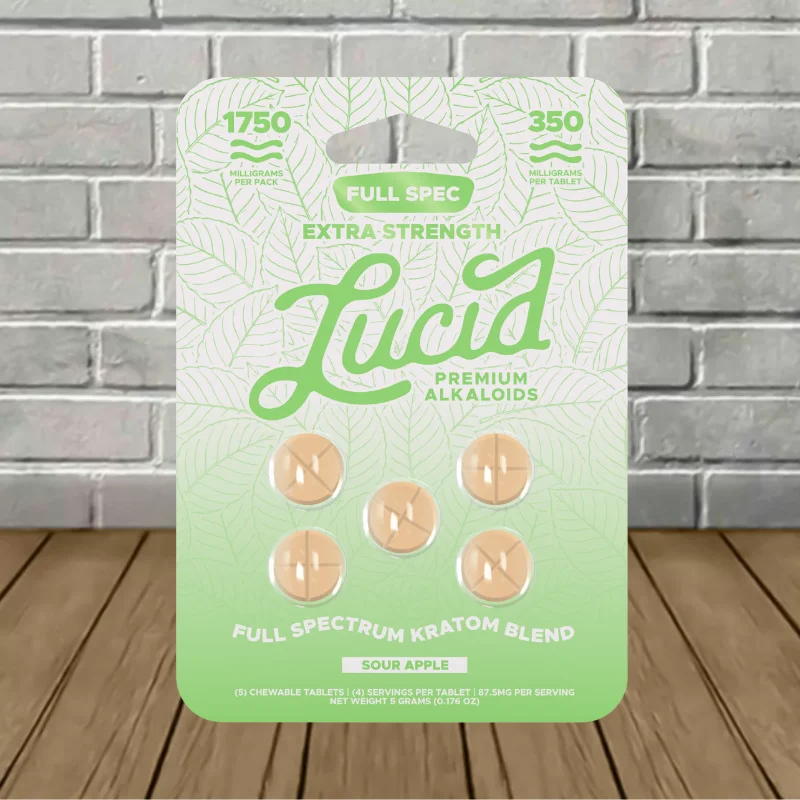 Lucid Full Spec Extra Strength Kratom Extract Tablets 350mg 5ct - Sour Apple -- 5ct Blister Pack