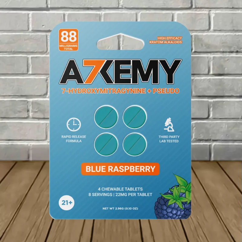 Alkemy 7-Hydroxymitragynine + Pseudo Chewable Extract Tablets 4ct Blue Raspberry