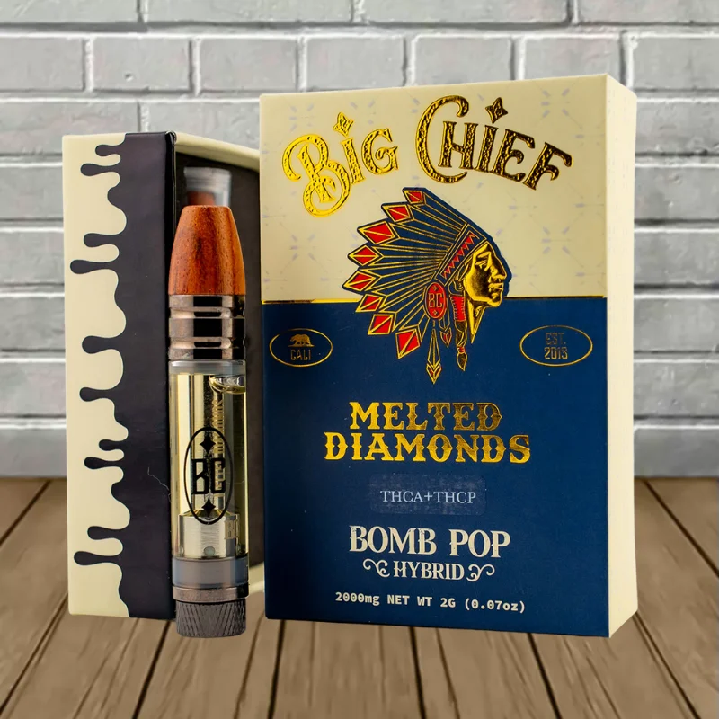 Big Chief Melted Diamonds 2g THCa + THCp Vape Cartridge - Bomb Pop -- Hybrid -- CARTRIDGE