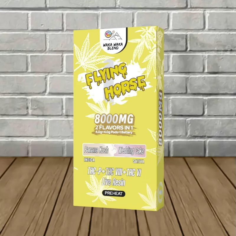 Flying Horse Waka Waka Blend 8gram Pod System - Banana Kush -- Indica + Wedding Cake --Sativa DISPOSABLE