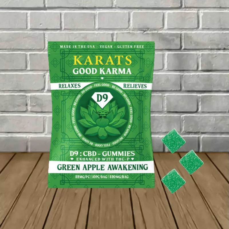 Karats Good Karma D9 + CBD Gummies 520mg Green Apple Awakening