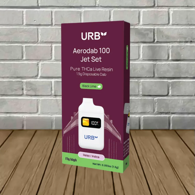 Urb Aerodab 100 Jet Set THCa Live Resin Disposable Dab 1.5g - Black Lime -- Indica -- DISPOSABLE