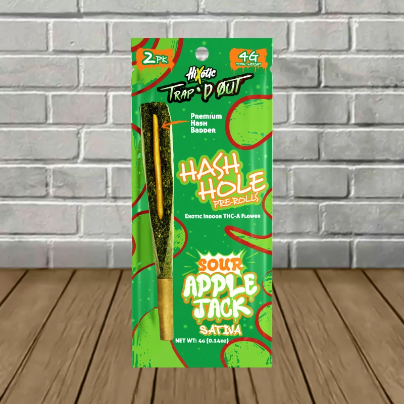 Domewrecker Trap'd Out Indoor Exotic THCa Hash Prerolls 4g - Sour Apple Jack -- Sativa