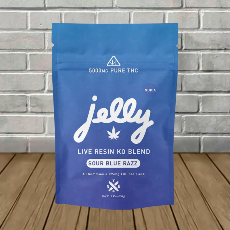 Jelly Live Resin KO Blend 5000mg - Sour Blue Razz -- 40ct Gummies