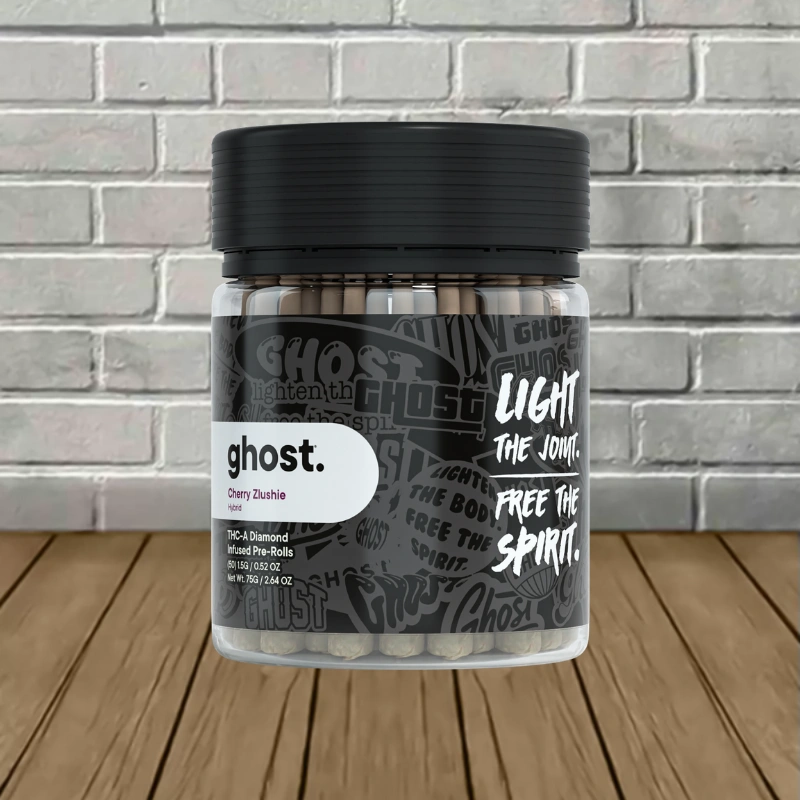 Ghost THCa Diamond Infused Prerolls 1.5g 50ct Jar - Cherry Zlushie -- Hybrid
